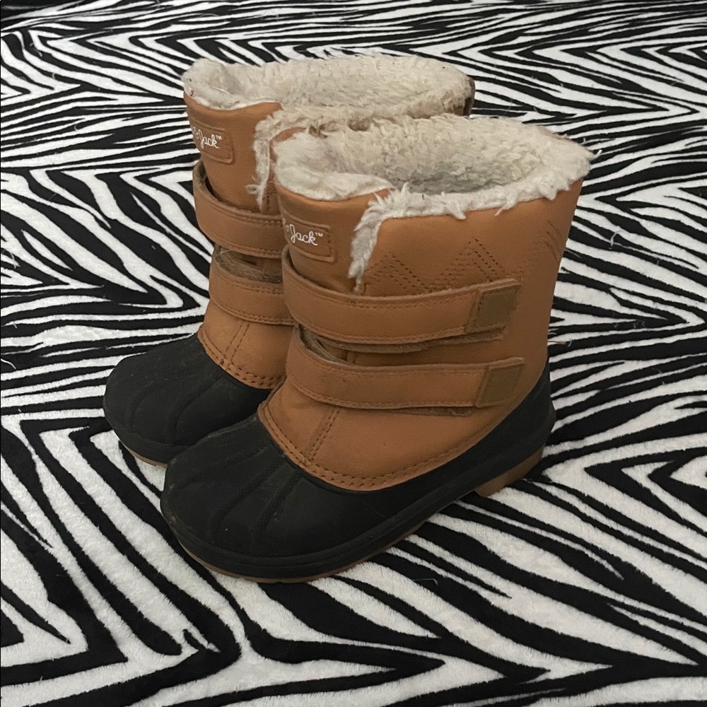 Kids Tan and Black Winter Boots